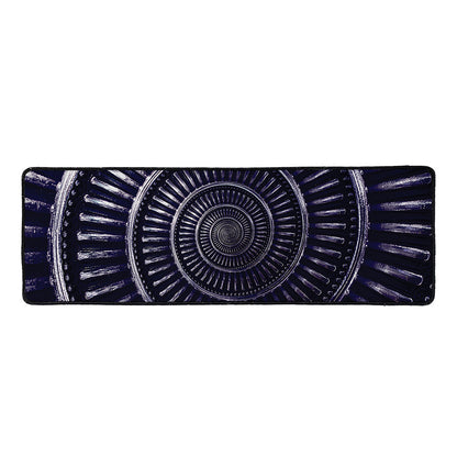 Dark Navy Metal Spiral Print Long Kitchen Mat