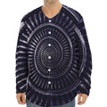 Dark Navy Metal Spiral Print Long Sleeve Baseball Jersey
