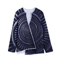 Dark Navy Metal Spiral Print Long Sleeve Short Coat