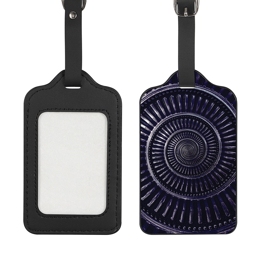 Dark Navy Metal Spiral Print Luggage Tag