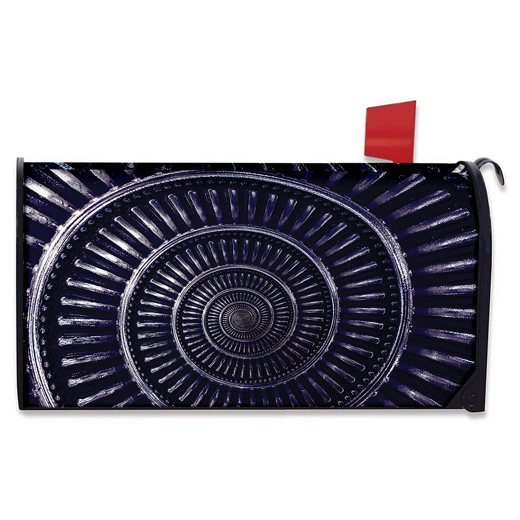 Dark Navy Metal Spiral Print Mailbox Cover