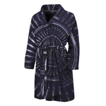 Dark Navy Metal Spiral Print Men's Bathrobe