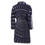 Dark Navy Metal Spiral Print Men's Bathrobe