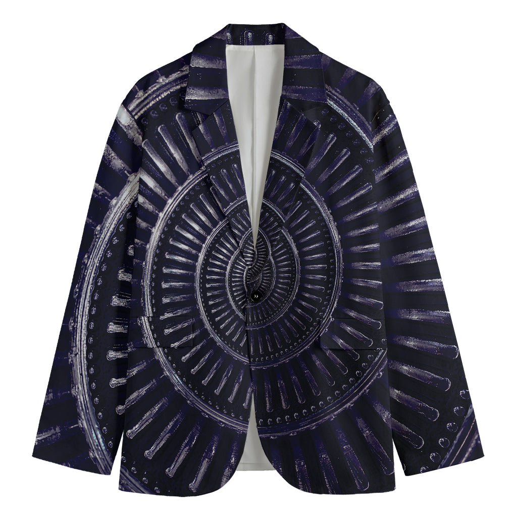 Dark Navy Metal Spiral Print Men's Blazer