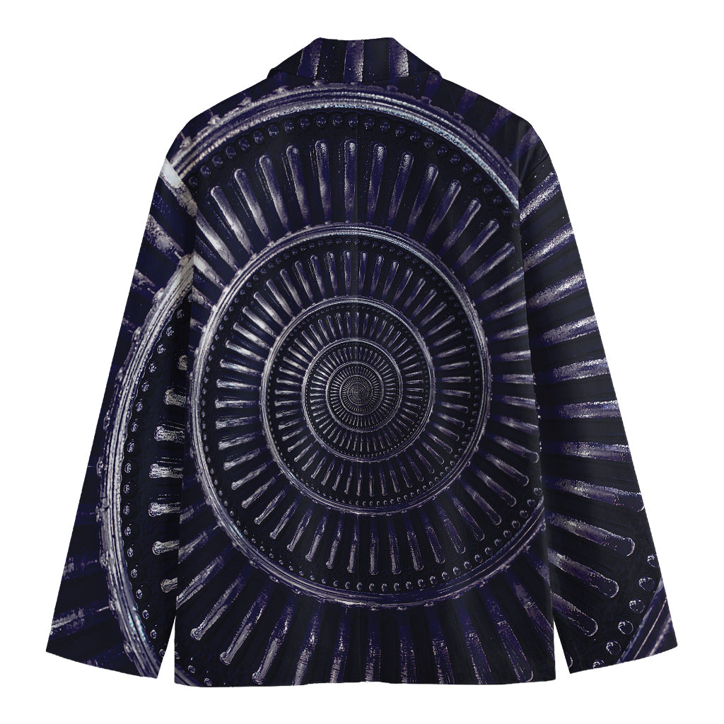 Dark Navy Metal Spiral Print Men's Blazer