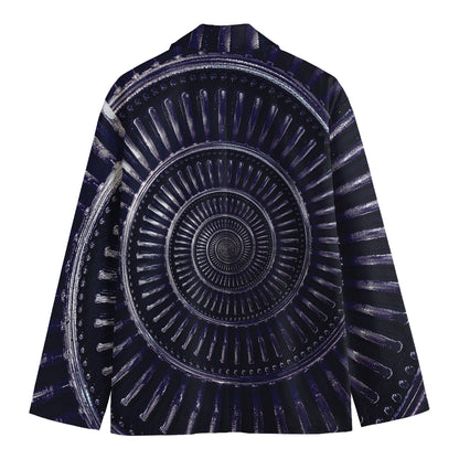Dark Navy Metal Spiral Print Men's Blazer
