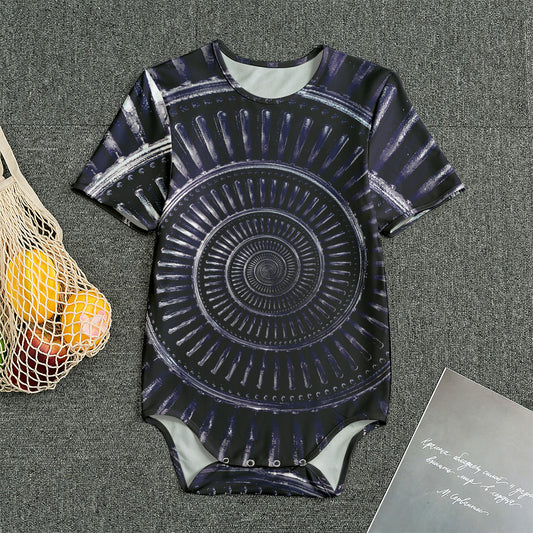 Dark Navy Metal Spiral Print Men's Bodysuit