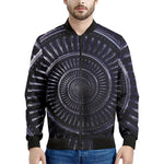 Dark Navy Metal Spiral Print Men's Bomber Jacket