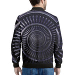 Dark Navy Metal Spiral Print Men's Bomber Jacket