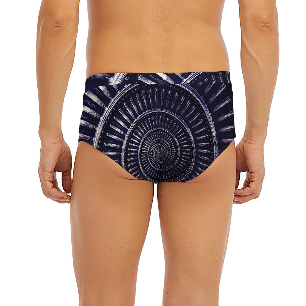 Dark Navy Metal Spiral Print Men's Briefs
