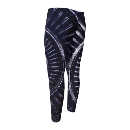 Dark Navy Metal Spiral Print Men's Compression Pants
