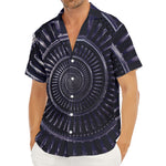 Dark Navy Metal Spiral Print Men's Deep V-Neck Shirt