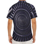 Dark Navy Metal Spiral Print Men's Deep V-Neck Shirt