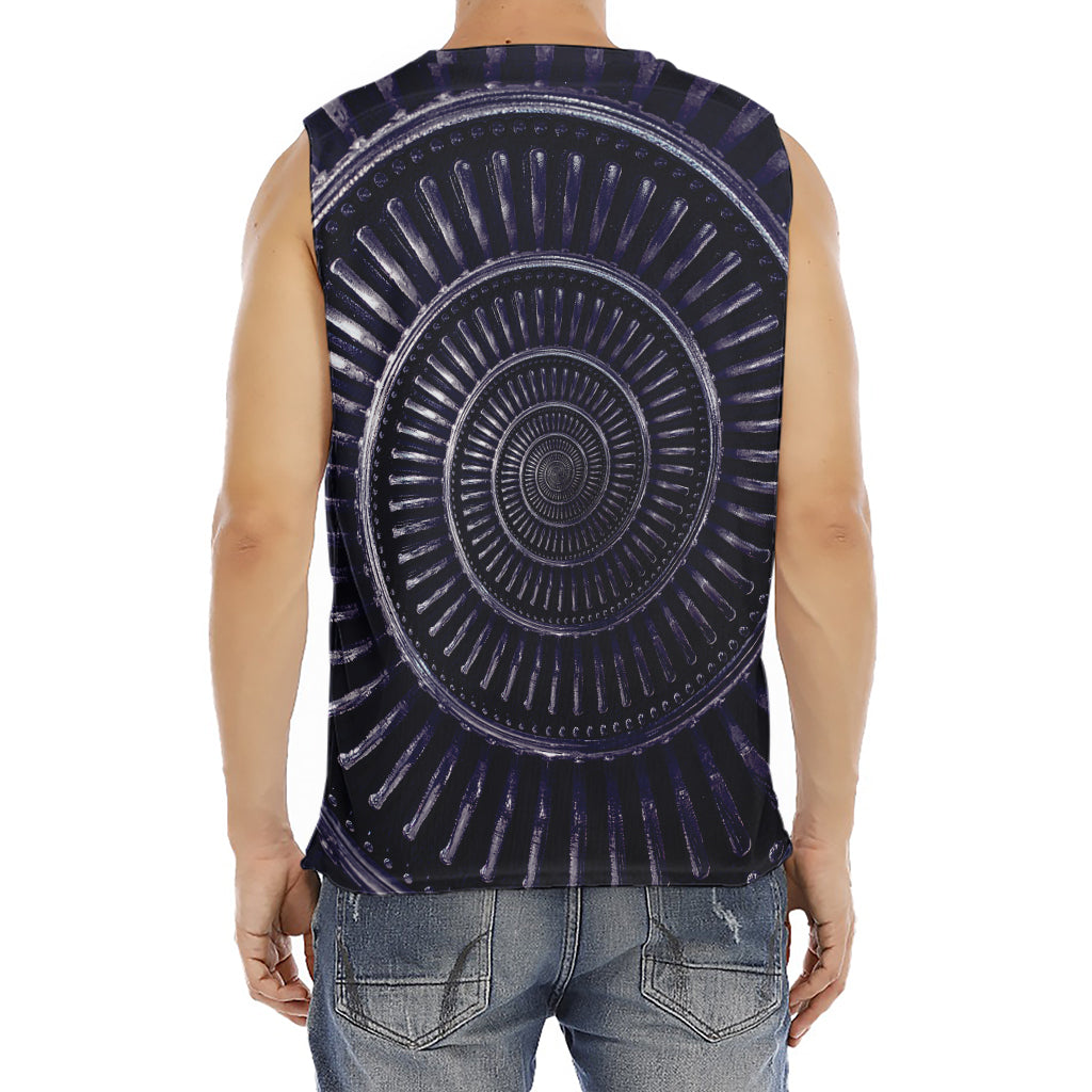 Dark Navy Metal Spiral Print Men's Fitness Tank Top