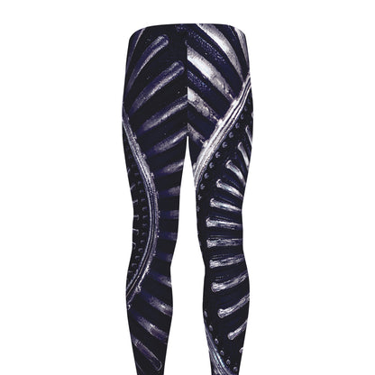 Dark Navy Metal Spiral Print Men's leggings