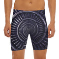 Dark Navy Metal Spiral Print Men's Long Boxer Briefs