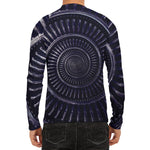 Dark Navy Metal Spiral Print Men's Long Sleeve Rash Guard