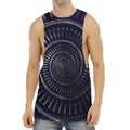 Dark Navy Metal Spiral Print Men's Muscle Tank Top