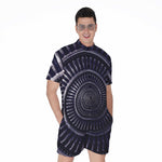 Dark Navy Metal Spiral Print Men's Rompers