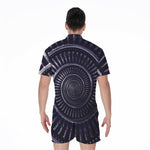 Dark Navy Metal Spiral Print Men's Rompers