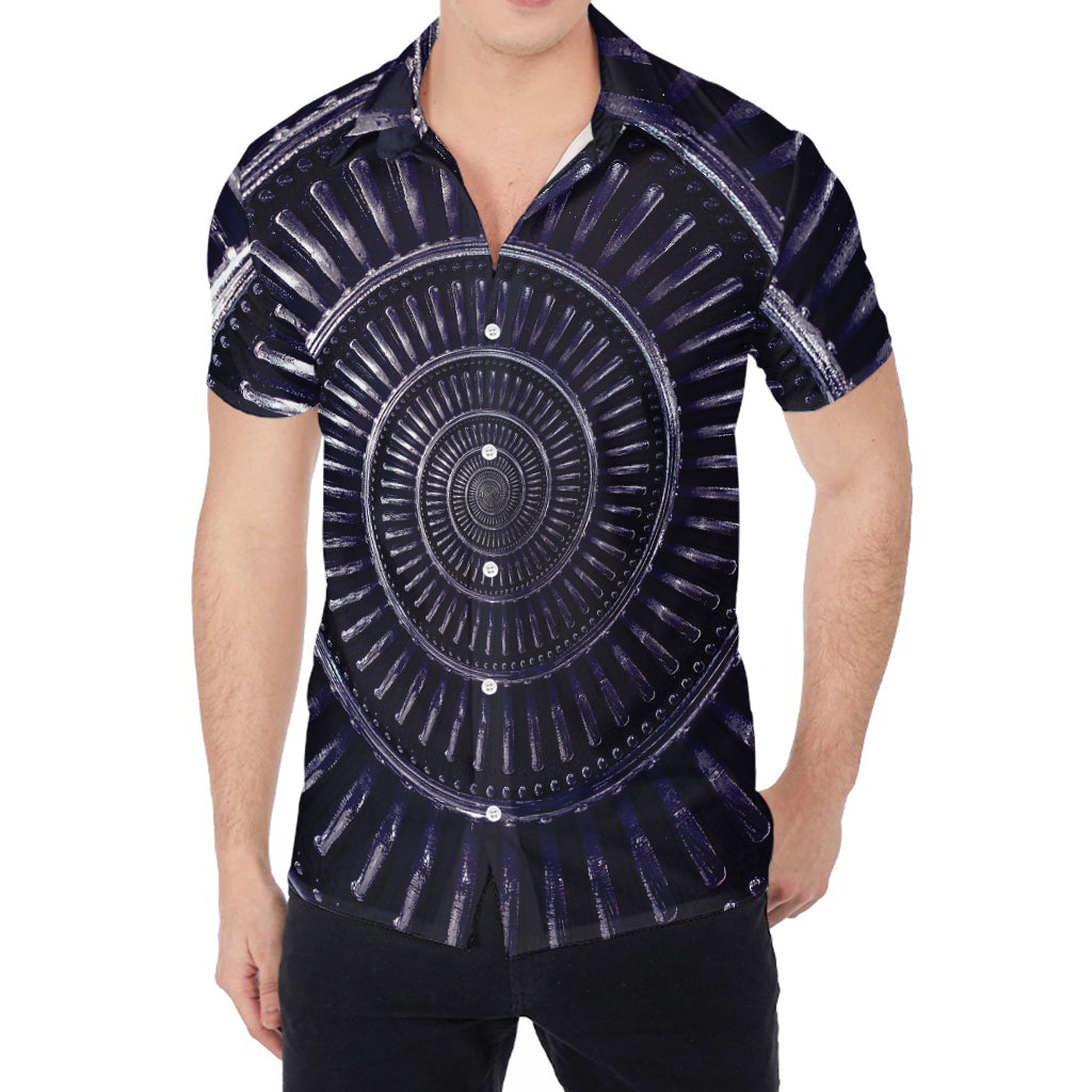 Dark Navy Metal Spiral Print Men's Shirt