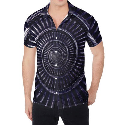 Dark Navy Metal Spiral Print Men's Shirt