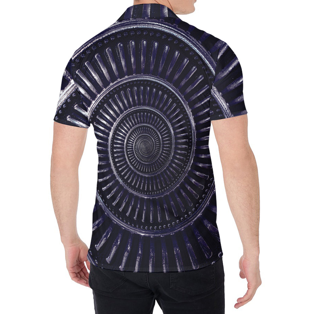 Dark Navy Metal Spiral Print Men's Shirt