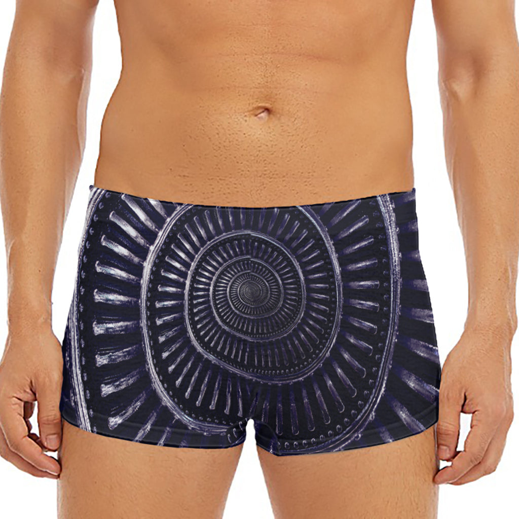 Dark Navy Metal Spiral Print Men's Short Boxer Briefs