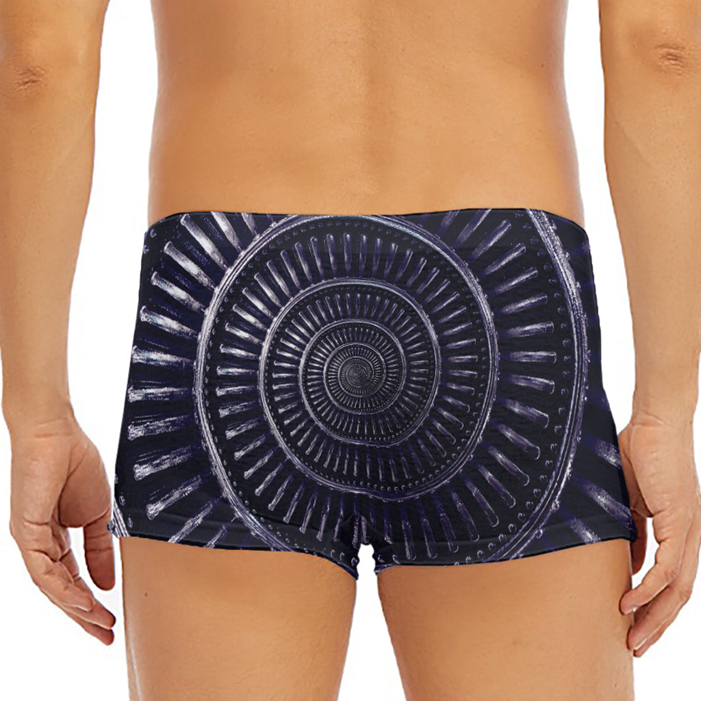Dark Navy Metal Spiral Print Men's Short Boxer Briefs