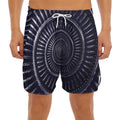 Dark Navy Metal Spiral Print Men's Split Running Shorts