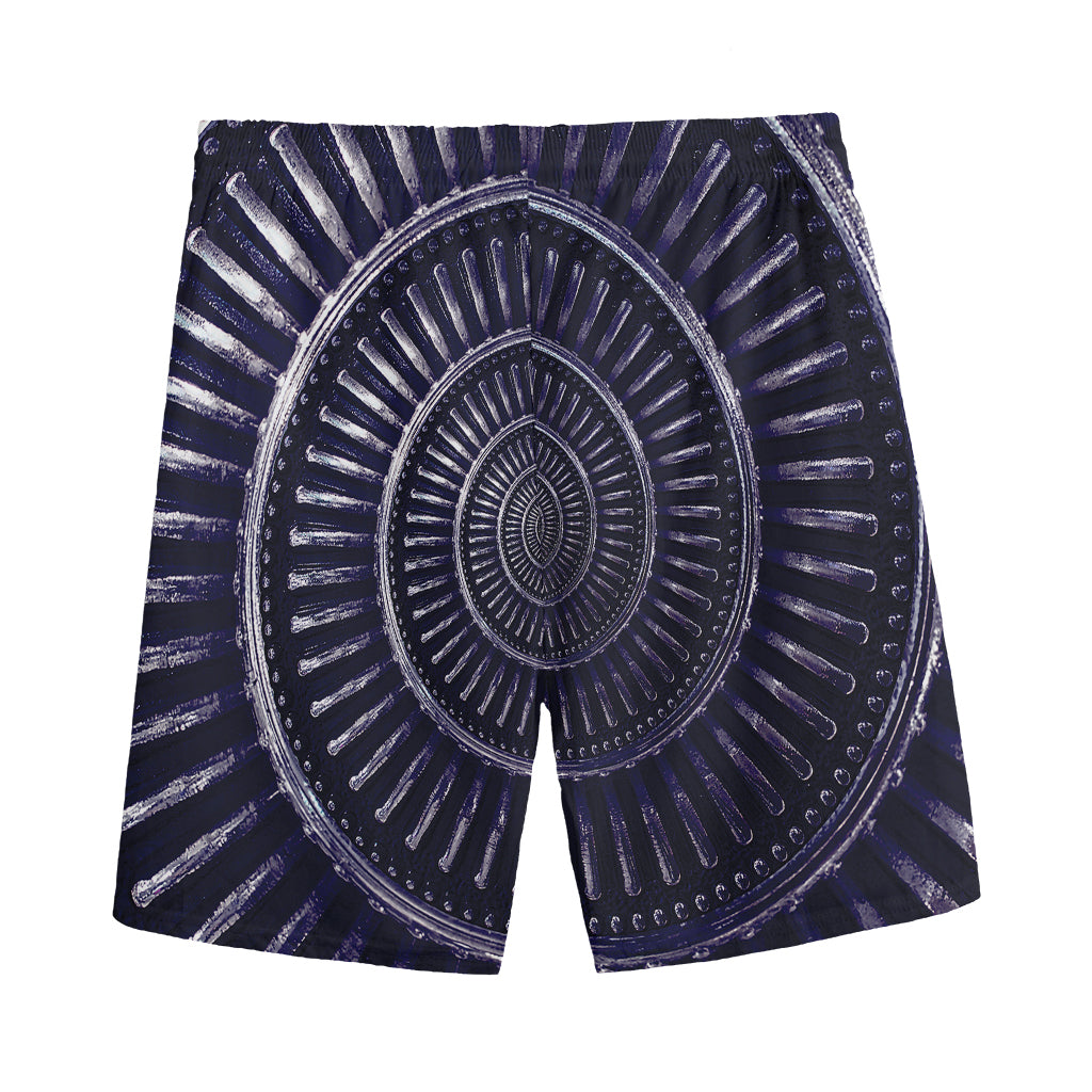 Dark Navy Metal Spiral Print Men's Sports Shorts
