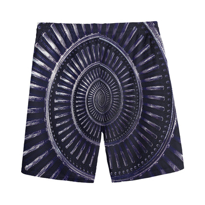 Dark Navy Metal Spiral Print Men's Sports Shorts