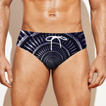 Dark Navy Metal Spiral Print Men's Swim Briefs