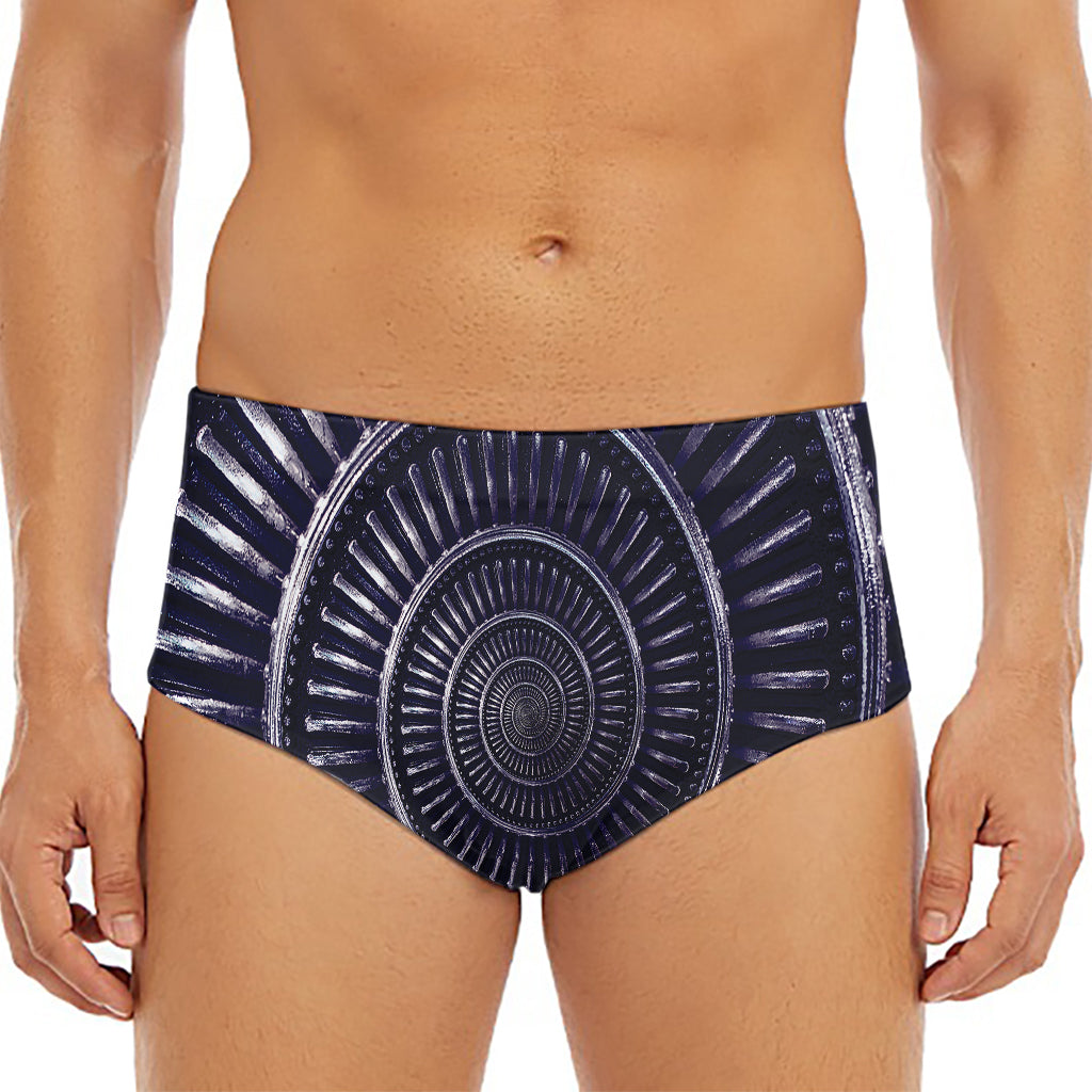 Dark Navy Metal Spiral Print Men's Triangle Swim Briefs