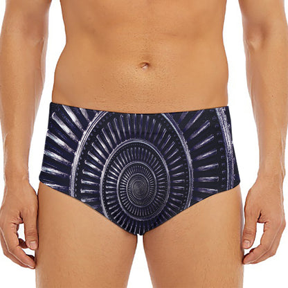 Dark Navy Metal Spiral Print Men's Triangle Swim Briefs