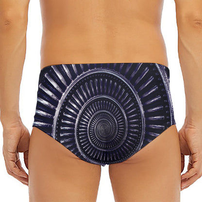 Dark Navy Metal Spiral Print Men's Triangle Swim Briefs