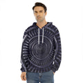 Dark Navy Metal Spiral Print Men's Velvet Pullover Hoodie