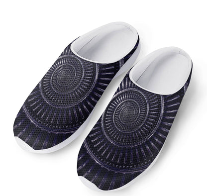Dark Navy Metal Spiral Print Mesh Casual Shoes