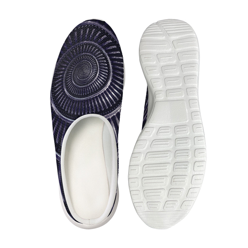 Dark Navy Metal Spiral Print Mesh Casual Shoes