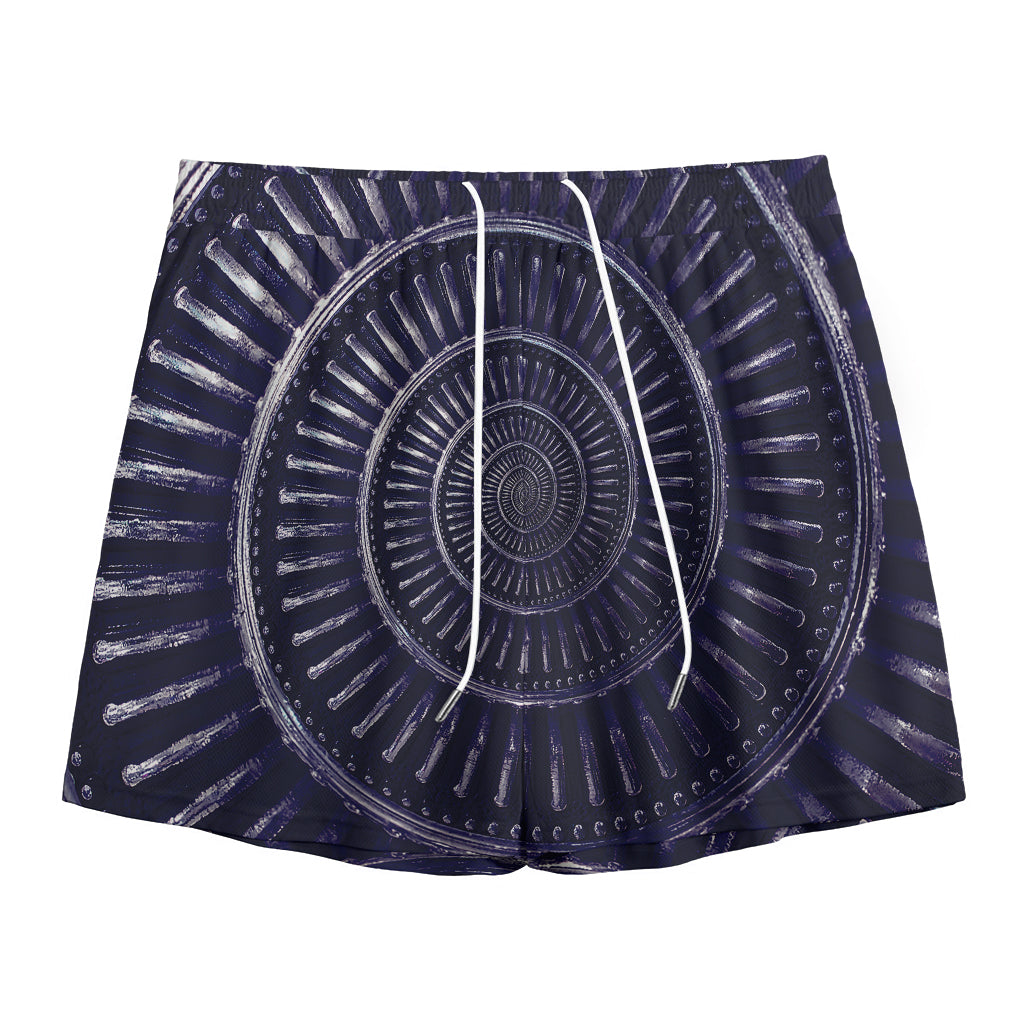Dark Navy Metal Spiral Print Mesh Shorts