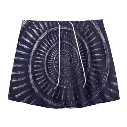 Dark Navy Metal Spiral Print Mesh Shorts