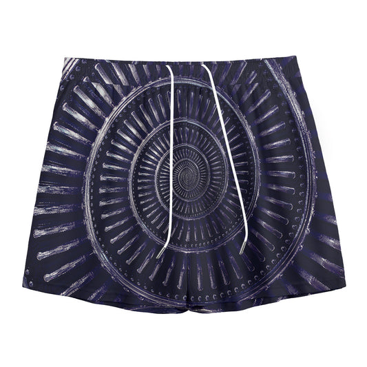 Dark Navy Metal Spiral Print Mesh Shorts
