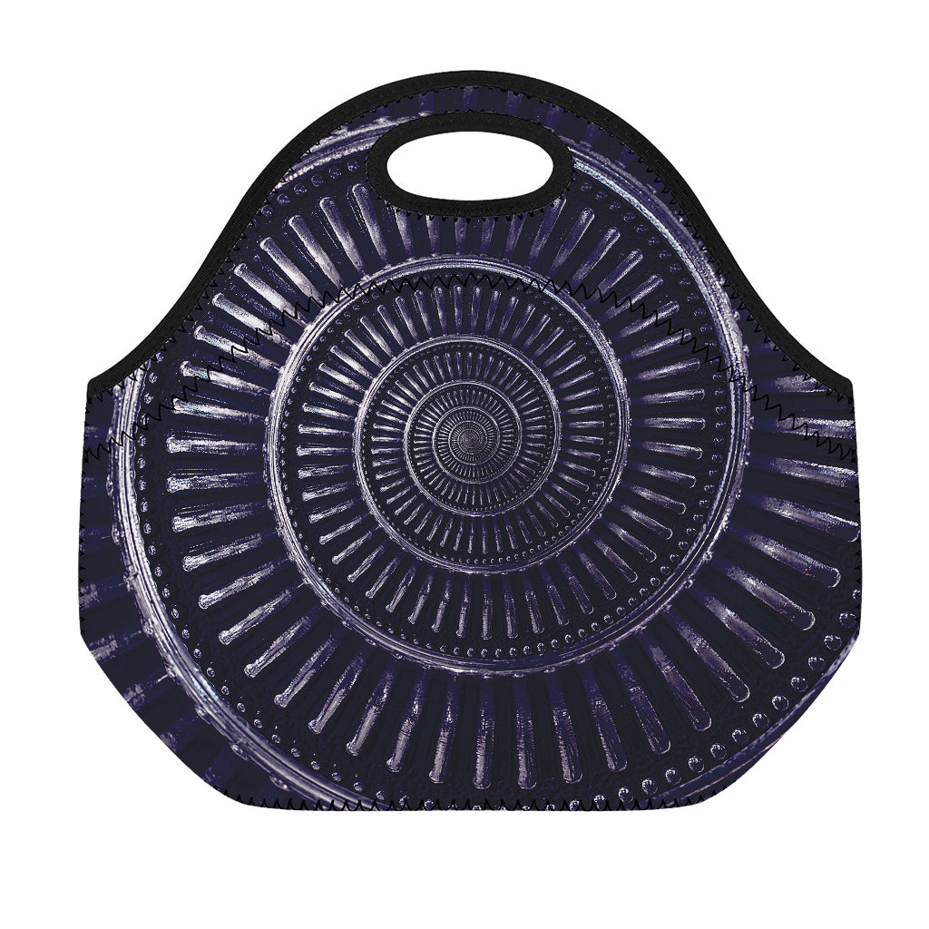 Dark Navy Metal Spiral Print Neoprene Lunch Bag