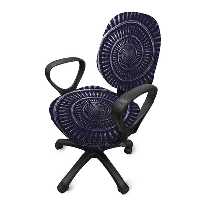 Dark Navy Metal Spiral Print Office Chair Cover