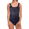 Dark Navy Metal Spiral Print One Piece Swimsuit