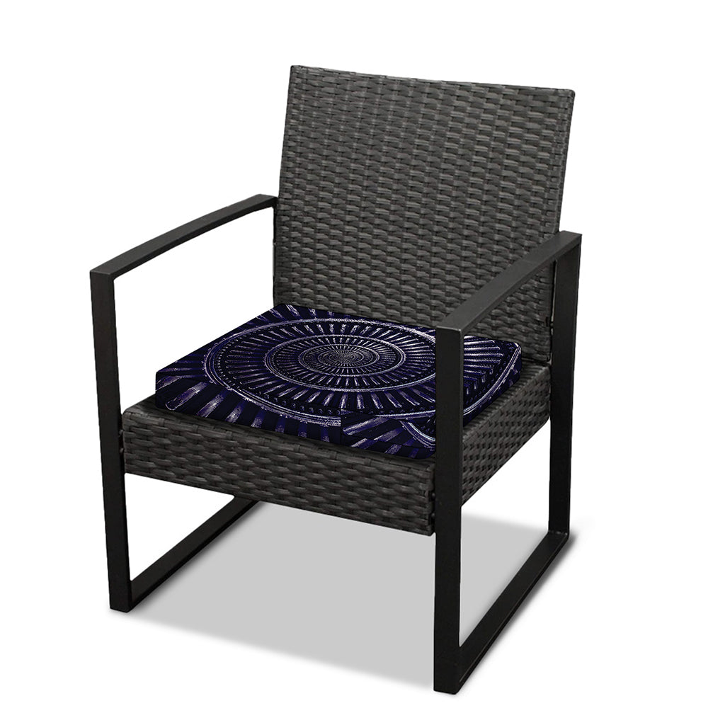 Dark Navy Metal Spiral Print Outdoor Seat Cushion Cover