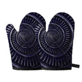 Dark Navy Metal Spiral Print Oven Mitts