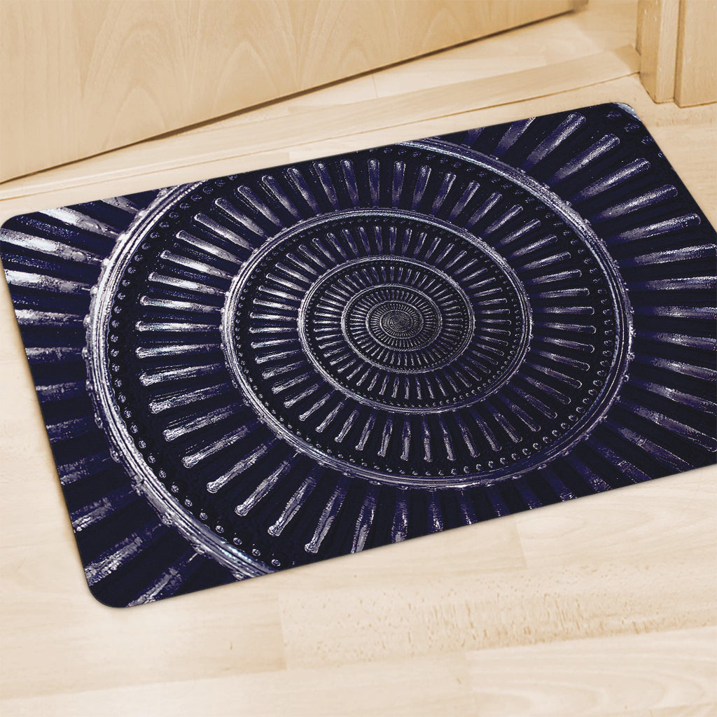Dark Navy Metal Spiral Print Polyester Doormat