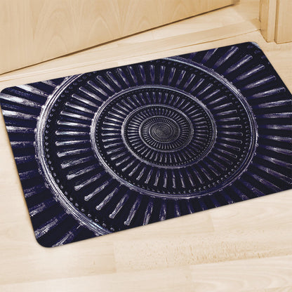 Dark Navy Metal Spiral Print Polyester Doormat
