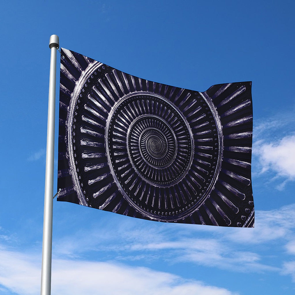 Dark Navy Metal Spiral Print Polyester Flag